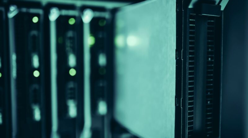 Close-up of server racks in a data center highlighting modern technology infrastructure